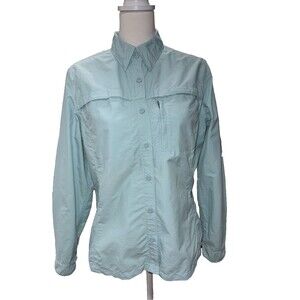 L.L. Bean Women’s M Light Blue Fishing Shirt Nylon Ventilated Outdoor Gorpcore